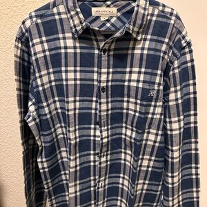 Aeropostale Men's Navy and White Checkered Shirt
